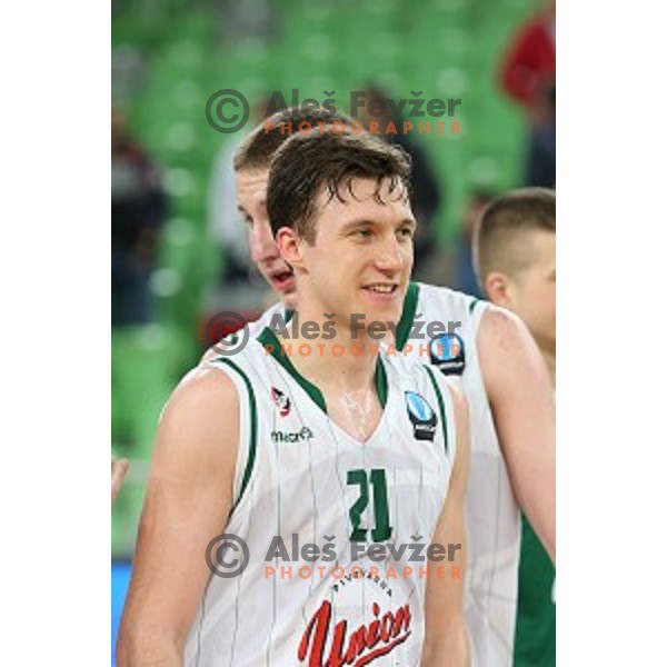 Blaz Mahkovic of Union Olimpija in action during EuroCup basketball match between Union Olimpija Ljubljana (SLO) and VEF Riga (LAT), played in Stozice, Ljubljana, Slovenia on December 17, 2014
