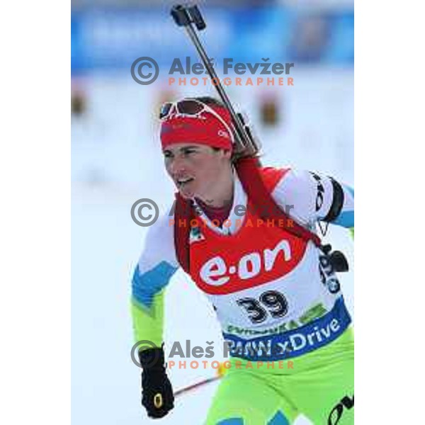Andreja Mali of Slovenia during BMW IBU World Cup Biathlon women 7.5 km sprint at Pokljuka,Slovenia on December 18, 2014