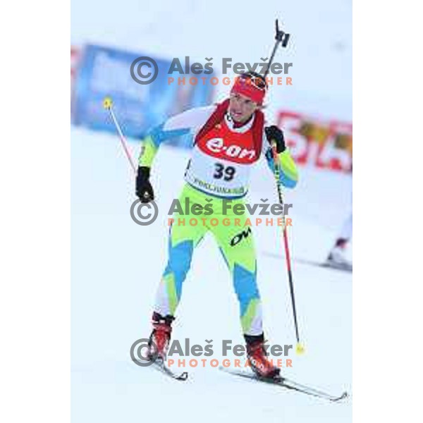 Andreja Mali of Slovenia during BMW IBU World Cup Biathlon women 7.5 km sprint at Pokljuka,Slovenia on December 18, 2014