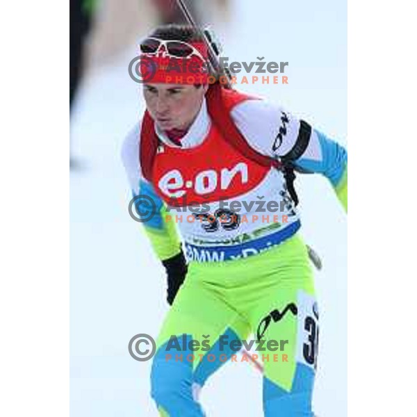 Andreja Mali of Slovenia during BMW IBU World Cup Biathlon women 7.5 km sprint at Pokljuka,Slovenia on December 18, 2014