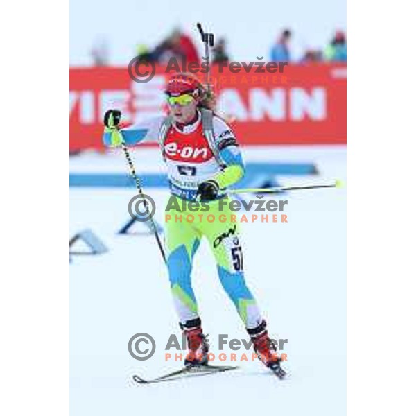Anja Erzen of Slovenia during BMW IBU World Cup Biathlon women 7.5 km sprint at Pokljuka,Slovenia on December 18, 2014