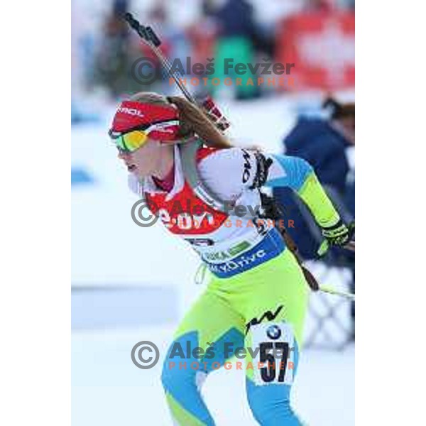 Anja Erzen of Slovenia during BMW IBU World Cup Biathlon women 7.5 km sprint at Pokljuka,Slovenia on December 18, 2014