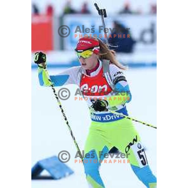Anja Erzen of Slovenia during BMW IBU World Cup Biathlon women 7.5 km sprint at Pokljuka,Slovenia on December 18, 2014