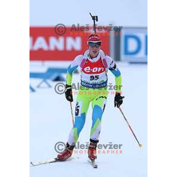 Urska Poje of Slovenia during BMW IBU World Cup Biathlon women 7.5 km sprint at Pokljuka,Slovenia on December 18, 2014