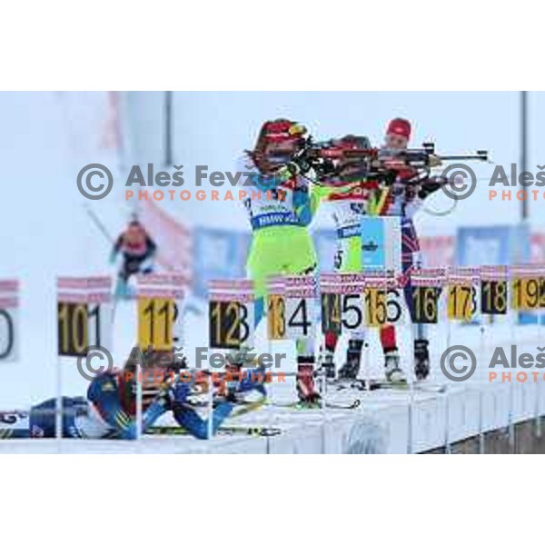 Anja Erzen of Slovenia during BMW IBU World Cup Biathlon women 7.5 km sprint at Pokljuka,Slovenia on December 18, 2014