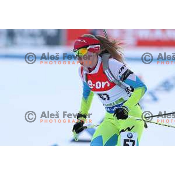 Anja Erzen of Slovenia during BMW IBU World Cup Biathlon women 7.5 km sprint at Pokljuka,Slovenia on December 18, 2014