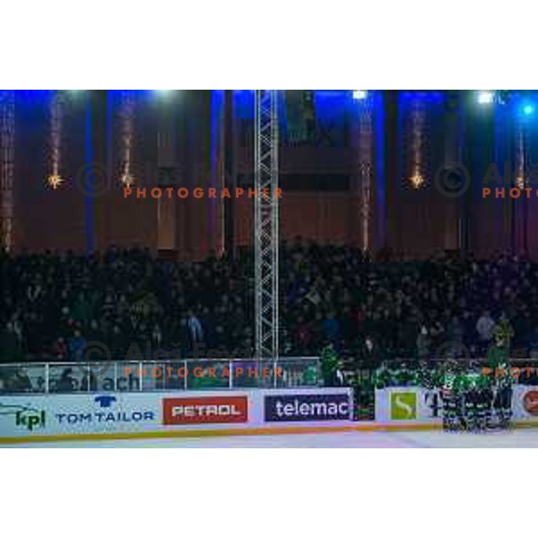 Team Olimpija during ice hockey match of Ice Fest HDD Telemach Olimpija vs. SIJ Acroni Jesenice, played in Trg Republike, Ljubljana, Slovenia, on December 18, 2014
