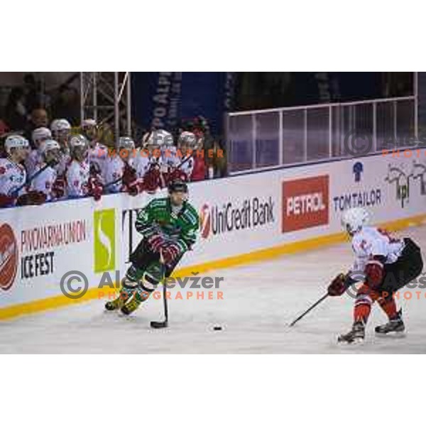 Andrej Hebar in action during ice hockey match of Ice Fest HDD Telemach Olimpija vs. SIJ Acroni Jesenice, played in Trg Republike, Ljubljana, Slovenia, on December 18, 2014