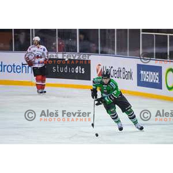 Tom Zanoski of Olimpija in action during ice hockey match of Ice Fest HDD Telemach Olimpija vs. SIJ Acroni Jesenice, played in Trg Republike, Ljubljana, Slovenia, on December 18, 2014