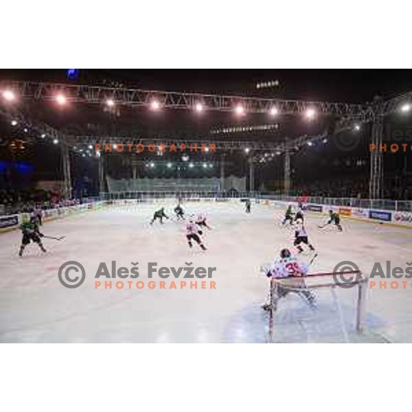 Action during ice hockey match of Ice Fest HDD Telemach Olimpija vs. SIJ Acroni Jesenice, played in Trg Republike, Ljubljana, Slovenia, on December 18, 2014