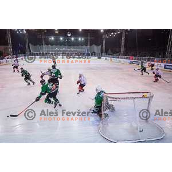 Action during ice hockey match of Ice Fest HDD Telemach Olimpija vs. SIJ Acroni Jesenice, played in Trg Republike, Ljubljana, Slovenia, on December 18, 2014