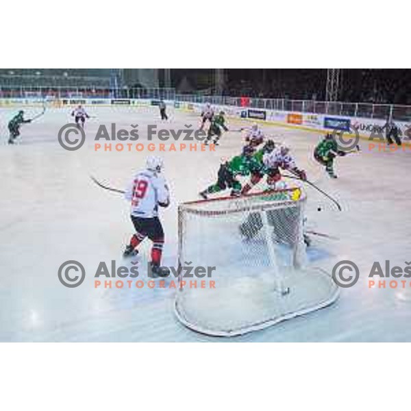 Action during ice hockey match of Ice Fest HDD Telemach Olimpija vs. SIJ Acroni Jesenice, played in Trg Republike, Ljubljana, Slovenia, on December 18, 2014