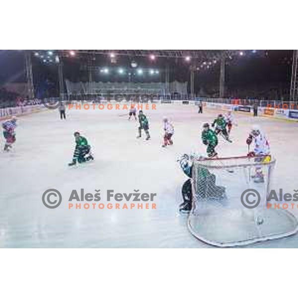 Action during ice hockey match of Ice Fest HDD Telemach Olimpija vs. SIJ Acroni Jesenice, played in Trg Republike, Ljubljana, Slovenia, on December 18, 2014
