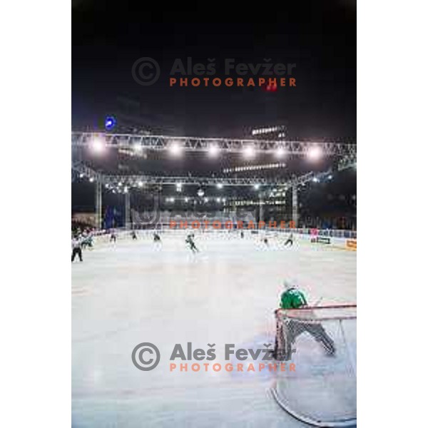 in action during ice hockey match of Ice Fest HDD Telemach Olimpija vs. SIJ Acroni Jesenice, played in Trg Republike, Ljubljana, Slovenia, on December 18, 2014