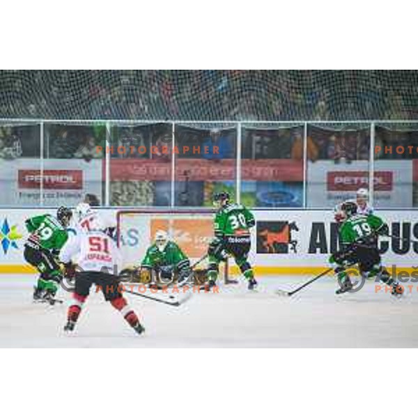 Action during ice hockey match of Ice Fest HDD Telemach Olimpija vs. SIJ Acroni Jesenice, played in Trg Republike, Ljubljana, Slovenia, on December 18, 2014