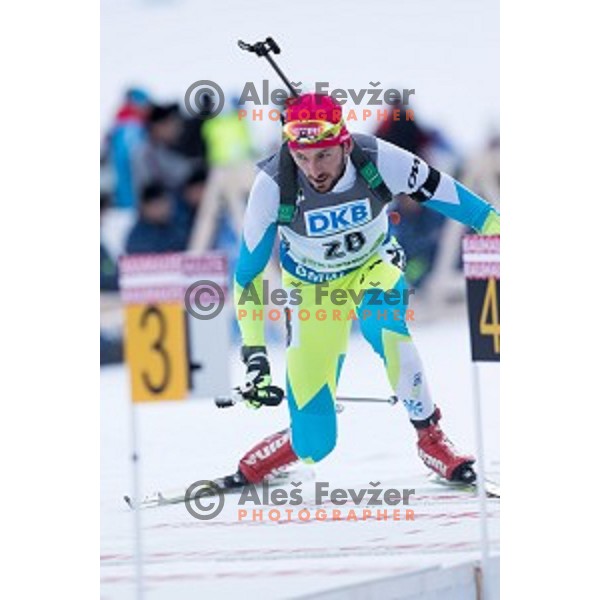 Jakov Fak of Slovenia during BMW IBU World Cup Biathlon Men 10 km sprint at Pokljuka, Slovenia on December 19, 2014