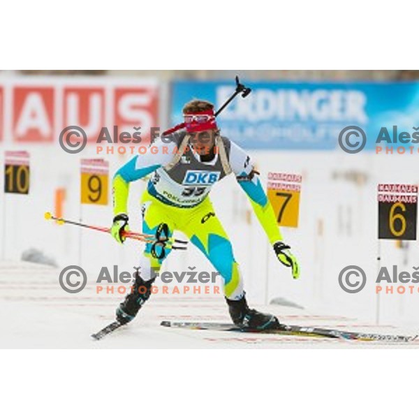 Lenart Oblak during BMW IBU World Cup Biathlon Men 10 km sprint at Pokljuka, Slovenia on December 19, 2014