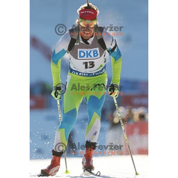 Klemen Bauer of Slovenia during BMW IBU World Cup Biathlon Men 10 km sprint at Pokljuka, Slovenia on December 19, 2014