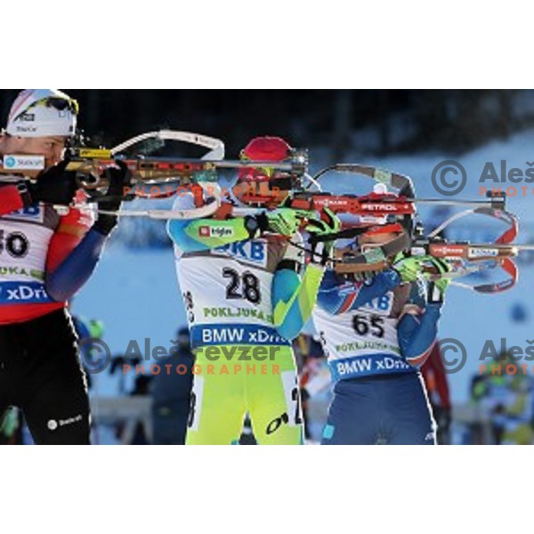 Jakov Fak of Slovenia during BMW IBU World Cup Biathlon Men 10 km sprint at Pokljuka, Slovenia on December 19, 2014