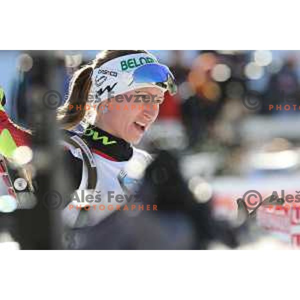Darya Domracheva (BLR) during BMW IBU World Cup Biathlon, Women 10km pursuit, Pokljuka, Slovenia, December 20, 2014