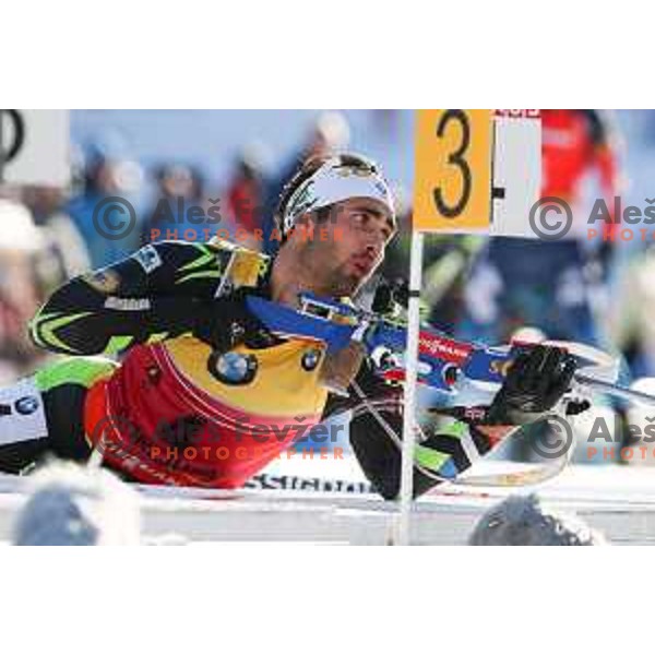 Martin Fourcade (FRA) during BMW IBU World Cup Biathlon, Men 12.5km pursuit, Pokljuka, Slovenia, December 20, 2014