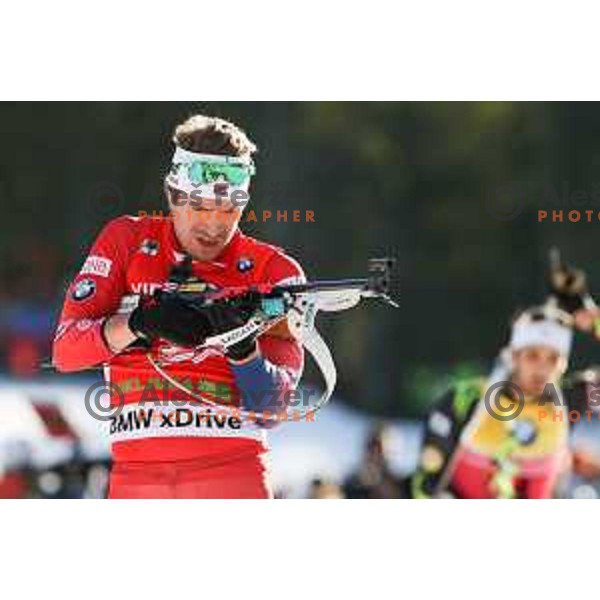 Emil Hegle Svendsen (NOR) during BMW IBU World Cup Biathlon, Men 12.5km pursuit, Pokljuka, Slovenia, December 20, 2014