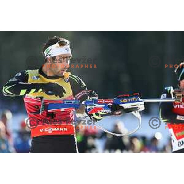 Martin Fourcade (FRA) during BMW IBU World Cup Biathlon, Men 12.5km pursuit, Pokljuka, Slovenia, December 20, 2014