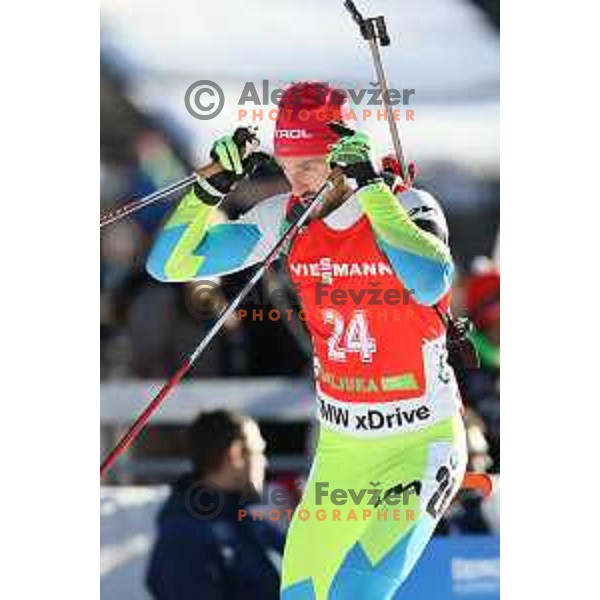 Jakov Fak (SLO) during BMW IBU World Cup Biathlon, Men 12.5km pursuit, Pokljuka, Slovenia, December 20, 2014