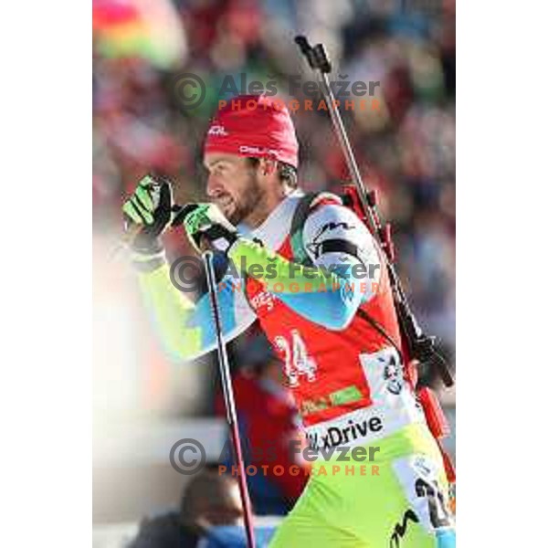 Jakov Fak (SLO) during BMW IBU World Cup Biathlon, Men 12.5km pursuit, Pokljuka, Slovenia, December 20, 2014