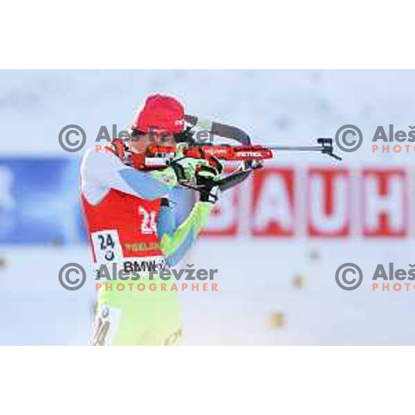 Jakov Fak (SLO) during BMW IBU World Cup Biathlon, Men 12.5km pursuit, Pokljuka, Slovenia, December 20, 2014