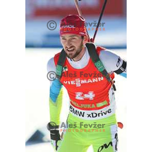 Jakov Fak (SLO) during BMW IBU World Cup Biathlon, Men 12.5km pursuit, Pokljuka, Slovenia, December 20, 2014