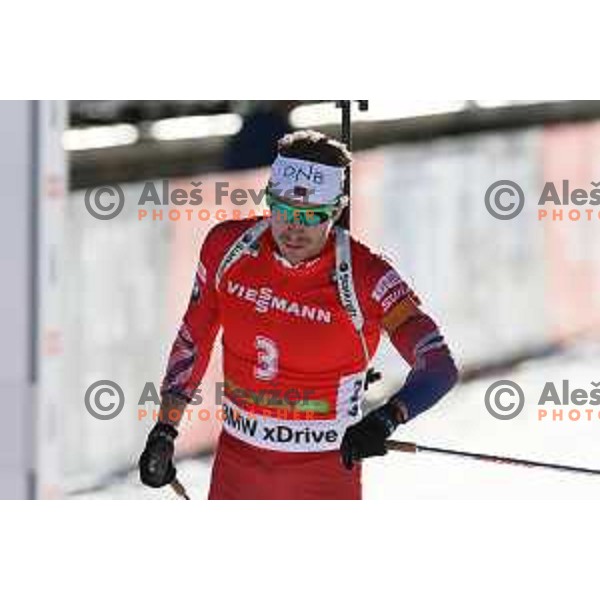 Emil Hegle Svendsen (NOR) during BMW IBU World Cup Biathlon, Men 12.5km pursuit, Pokljuka, Slovenia, December 20, 2014