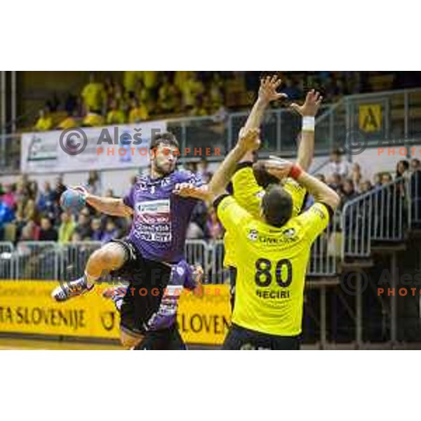 Nikola Spelic in action during RK Maribor - RK Velenje Gorenje handball match, played in Maribor in Tabor hall on 20.12.2014