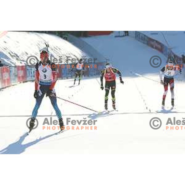 Anton Shipulin (RUS), Martin Fourcade (FRA), Simon Eder (AUT) during BMW IBU World Cup Biathlon, Men Mass Start 15km, Pokljuka, Slovenia, December 21, 2014 