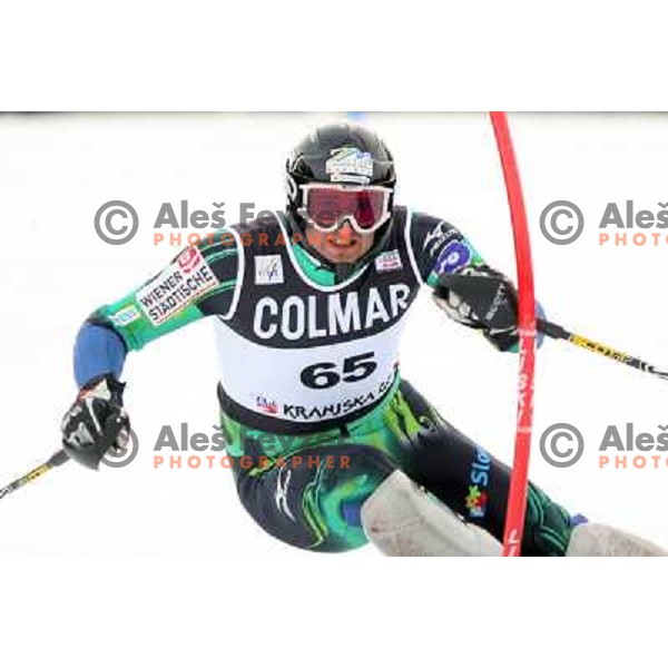 Ales Gorza skiing at World Cup Slalom, Vitranc Cup,Kranjska gora on December 26, 2005 