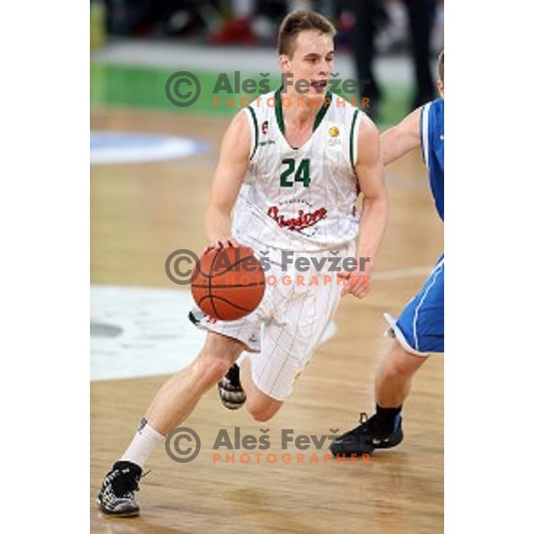 Klemen Prepelic of Union Olimpija in action during ABA league basketball match between Union Olimpija and Cibona , played in Stozice Hall, Ljubljana, Slovenia on December 23, 2014