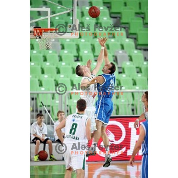 Alen Omic of Union Olimpija in action during ABA league basketball match between Union Olimpija and Cibona , played in Stozice Hall, Ljubljana, Slovenia on December 23, 2014