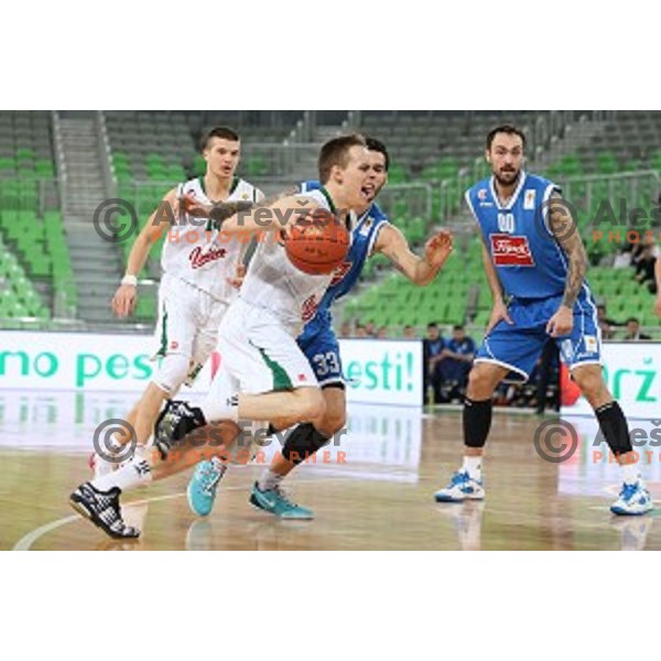 Klemen Prepelic of Union Olimpija in action during ABA league basketball match between Union Olimpija and Cibona , played in Stozice Hall, Ljubljana, Slovenia on December 23, 2014