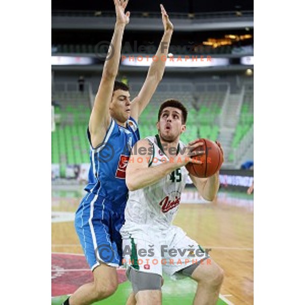Halil Kanacevic of Union Olimpija in action during ABA league basketball match between Union Olimpija and Cibona , played in Stozice Hall, Ljubljana, Slovenia on December 23, 2014