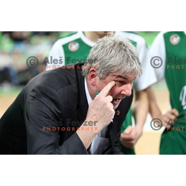 Ales Pipan, head coach of Union Olimpija in action during ABA league basketball match between Union Olimpija and Cibona , played in Stozice Hall, Ljubljana, Slovenia on December 23, 2014