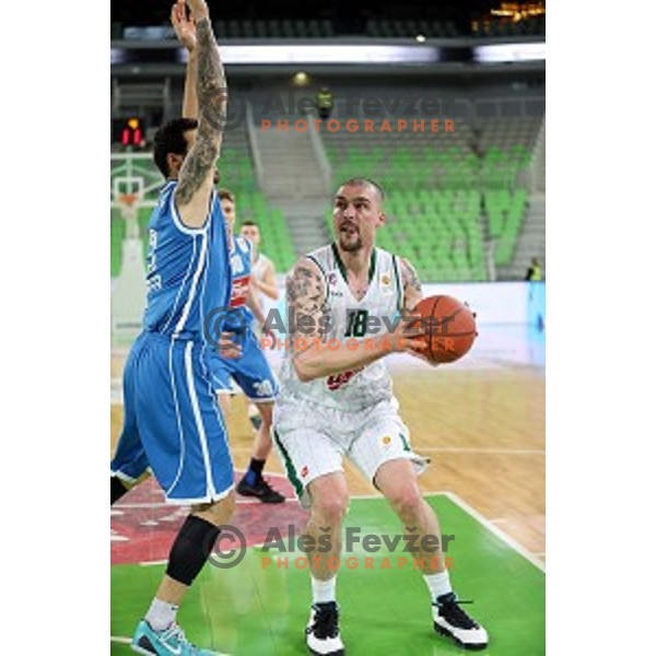 Hristo Nikolov of Union Olimpija in action during ABA league basketball match between Union Olimpija and Cibona , played in Stozice Hall, Ljubljana, Slovenia on December 23, 2014