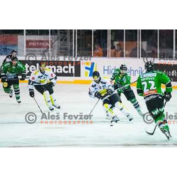 Nikolas Petrik of Dornbirn in action during ice hockey match of Ice Fest-30th round of EBEL League in Season 2014/15 between HDD Telemach Olimpija and EC Dornbirn, played in Trg republike, Ljubljana, Slovenia, on December 23, 2014