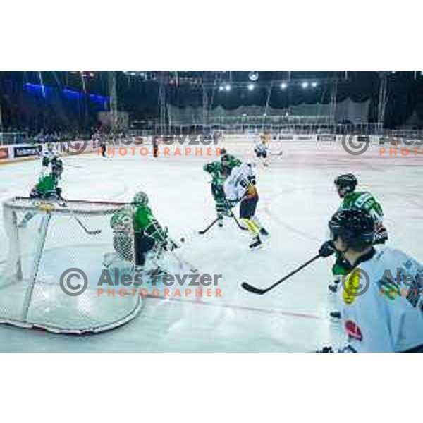 Martin Grabher-Meier of Dornbirn in action during ice hockey match of Ice Fest-30th round of EBEL League in Season 2014/15 between HDD Telemach Olimpija and EC Dornbirn, played in Trg republike, Ljubljana, Slovenia, on December 23, 2014