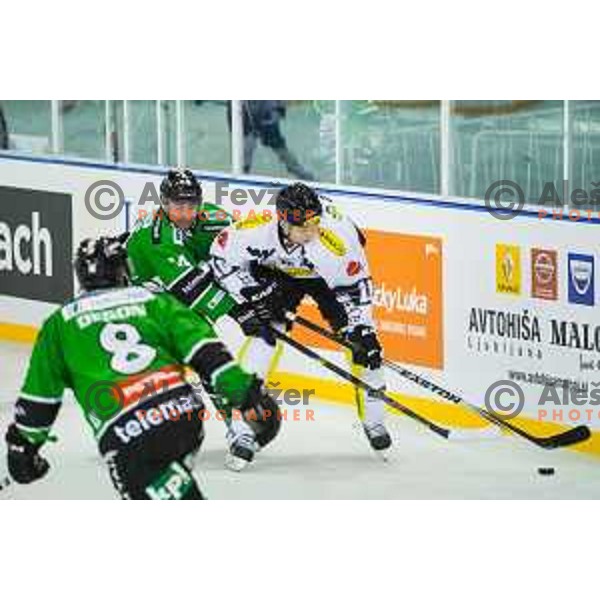 Andy Bohmbach of Dornbirn in action during ice hockey match of Ice Fest-30th round of EBEL League in Season 2014/15 between HDD Telemach Olimpija and EC Dornbirn, played in Trg republike, Ljubljana, Slovenia, on December 23, 2014