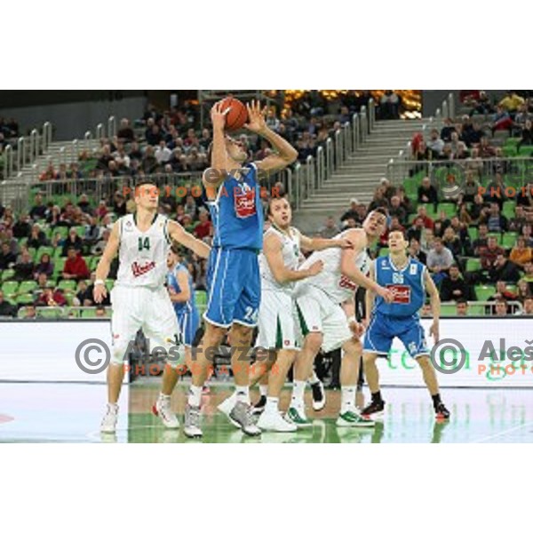 of Cibona in action during ABA league basketball match between Union Olimpija and Cibona , played in Stozice Hall, Ljubljana, Slovenia on December 23, 2014