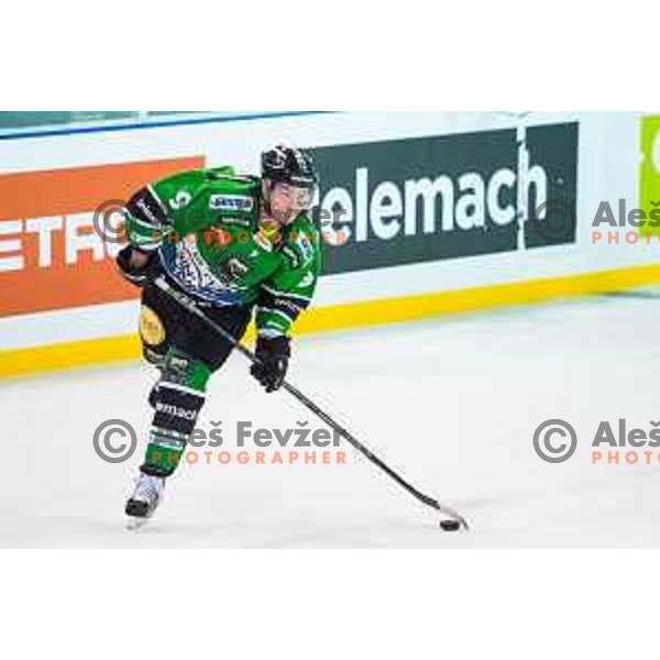Hunter Bishop of Olimpija in action during ice hockey match of Ice Fest-30th round of EBEL League in Season 2014/15 between HDD Telemach Olimpija and EC Dornbirn, played in Trg republike, Ljubljana, Slovenia, on December 23, 2014