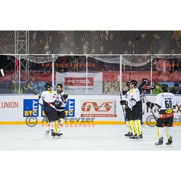 Team Dornbirn during ice hockey match of Ice Fest-30th round of EBEL League in Season 2014/15 between HDD Telemach Olimpija and EC Dornbirn, played in Trg republike, Ljubljana, Slovenia, on December 23, 2014