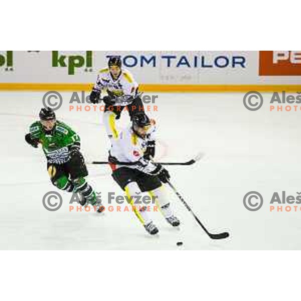 Miha Logar of Olimpija in action during ice hockey match of Ice Fest-30th round of EBEL League in Season 2014/15 between HDD Telemach Olimpija and EC Dornbirn, played in Trg republike, Ljubljana, Slovenia, on December 23, 2014