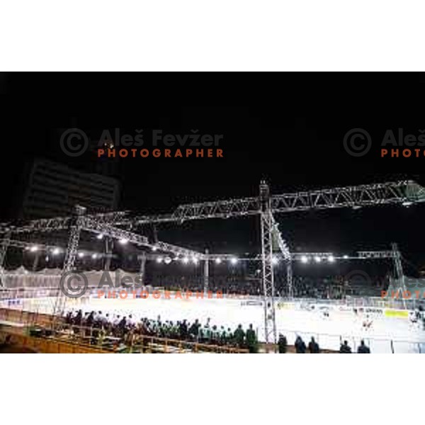 During ice hockey match of Ice Fest-30th round of EBEL League in Season 2014/15 between HDD Telemach Olimpija and EC Dornbirn, played in Trg republike, Ljubljana, Slovenia, on December 23, 2014