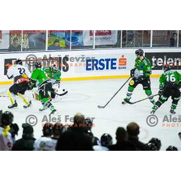 Andy Chiodo of Olimpija in action during ice hockey match of Ice Fest-30th round of EBEL League in Season 2014/15 between HDD Telemach Olimpija and EC Dornbirn, played in Trg republike, Ljubljana, Slovenia, on December 23, 2014